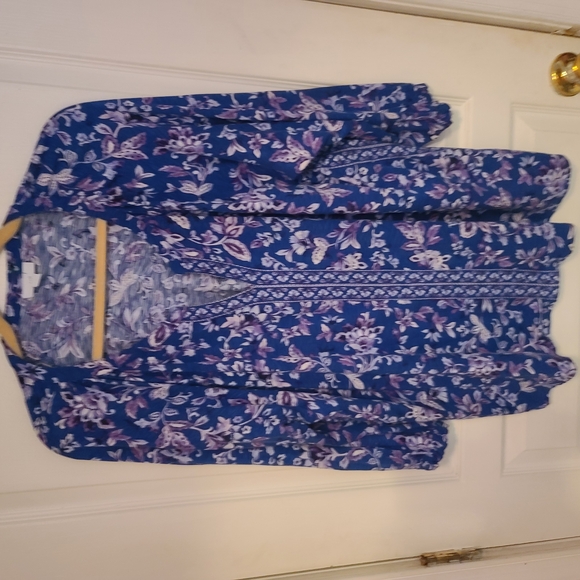 J. Jill | Tops | J Jill Blue And Purple Floral Blouse | Poshmark